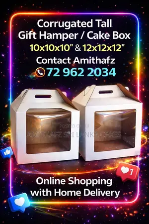 Corrugated Tall High Cake Boxes Clear Window Display Sri Lanka
