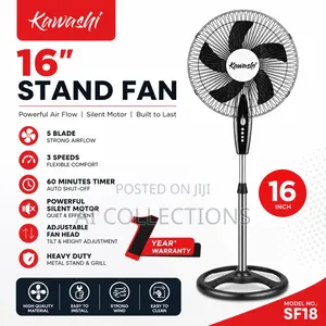 Kawashi 16” Stand Fan Sf18 Powerful Adjustable Standing Fan With Timer
