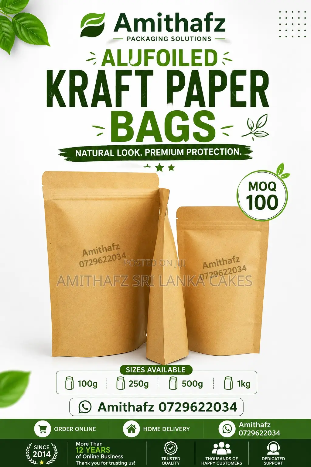 Alufoiled Kraft Paper Ziplock Bags Tea Spice Food Packaging Colombo Lk