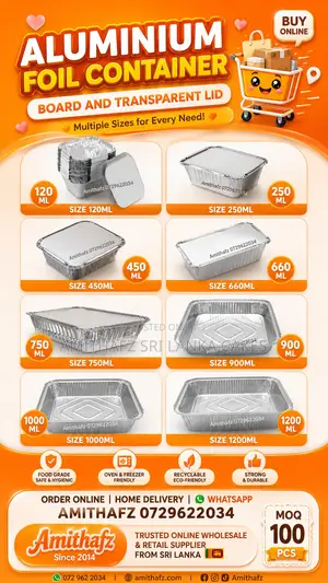 Aluminium Foil Food Containers Takeaway Bakery Srilanka Business