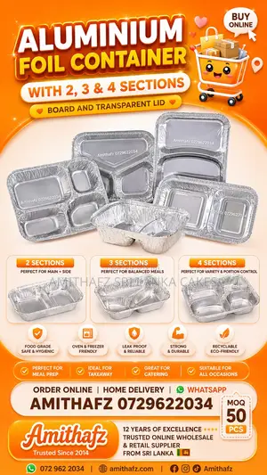 Aluminium Foil Container With 2 3 4 Section Wholesale Sri Lanka Food P