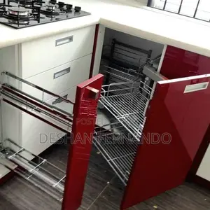 High Gloss two tone Pantry Cupboards With Granite top