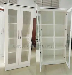 Modern 6ft White Glass Display Cupboard