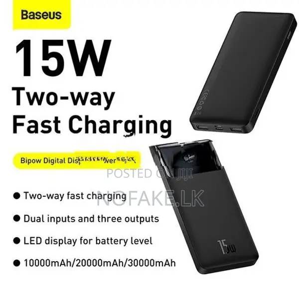 Baseus Bipow 15W 10000mah ( 3-Ports ) Digital Display Power Bank