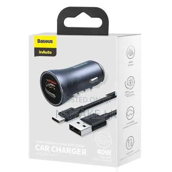 Baseus Contactor Pro Dual 40W Car Charger & USB-C Lightning iPhone Cab