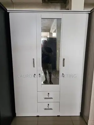 New Melamine White / Ash Black Colour 3 Door Cupboard Fc Wardrobe