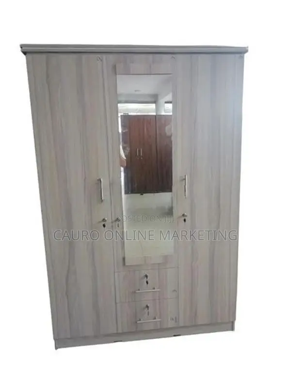 New Melamine White / Ash Black Colour 3 Door Cupboard Fc Wardrobe