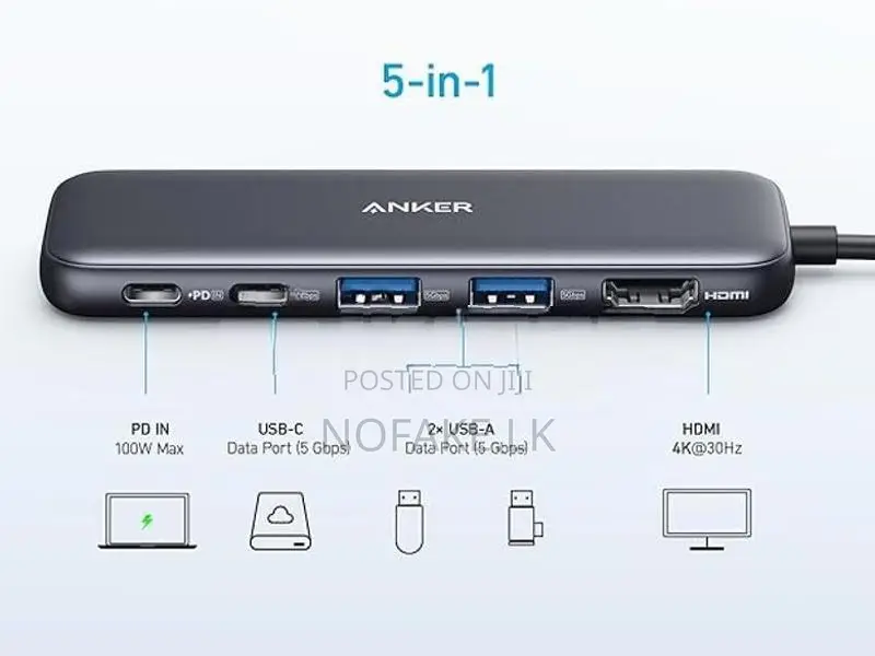 Anker 5 in 1 USB-C 100W HDMI 4K Hub For Macbook And Laptops