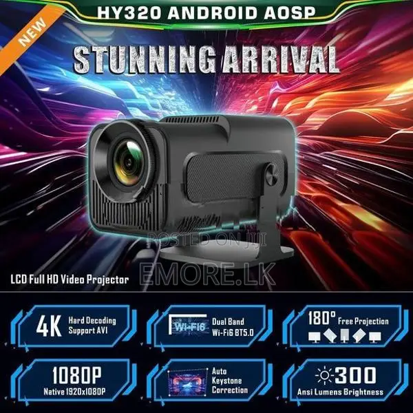 HY 320 Smart Projector, Native 1080P 4K Home Cinema Projector