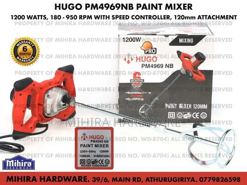 HUGO Double handle 1200 Watts paint mixer putty poty potty