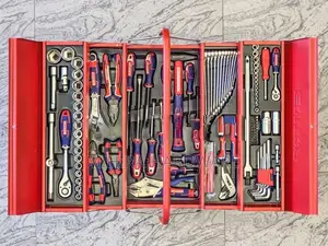 EMTOP 108 Tool box kit socket combination wrench pliers screwdriver ke