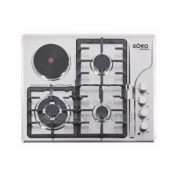 Euro (Turkey) 3 Gas Burner + 1 Electric Cooker Hob Stainless Steel