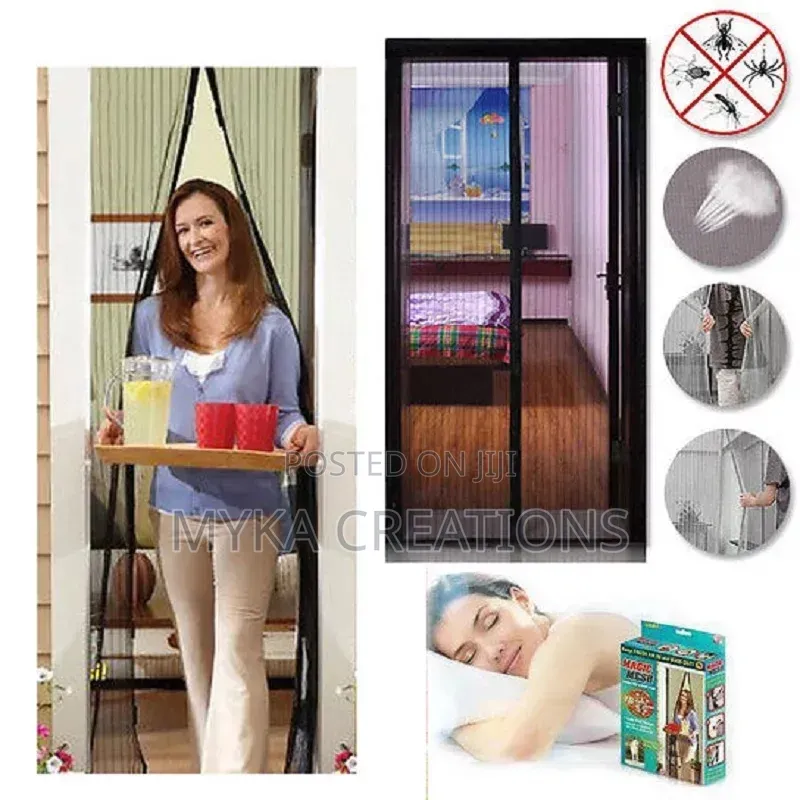 Magic Mesh Door Curtain Keeps Bugs Out, Pet Kid Friendly Fits