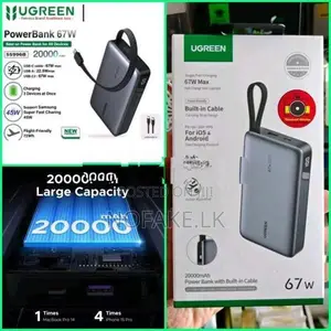 UGREEN 67W 20000mAh in Built Type C Cable Power Bank