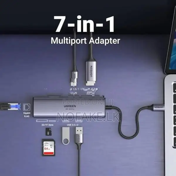 UGREEN 7 In 1 USB-C Multifuntion 100W PD Hub with HDMI 4K & RJ45 Ports