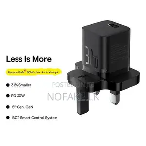 Baseus GaN5 Fast Charger Mini 1C 30W UK Power Adapter