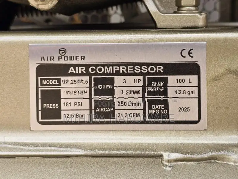 100L 12.5 Bar Copper Motor Air Compressor 3 HP AIR-POWER