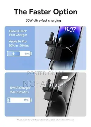 Baseus GaN5 Fast Charger Mini 1C 30W UK Power Adapter