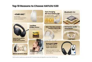 Haylou S30 Pro Version Wireless Headphones HiFi Sound, 80H Playtime AN