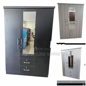 New Melamine 3 Door Ash / Black White Colour Cupboard 6*4 Ft