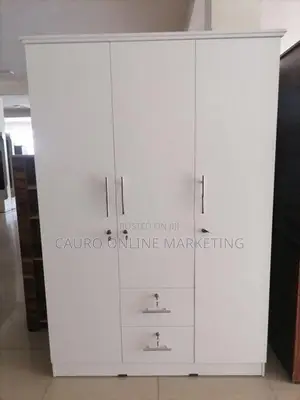 New Melamine 3 Door White Colour Cupboard Large Wardrobe