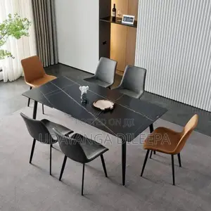 Luxury Granite Dining Table with Cushion Chairs