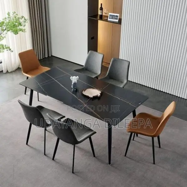 Luxury Granite Dining Table with Cushion Chairs