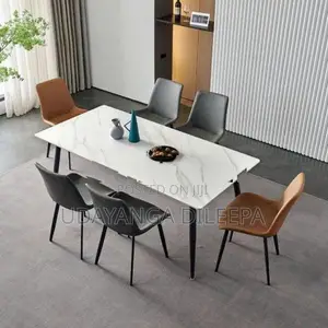 Luxury Granite Dining Table with Cushion Chairs