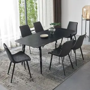 Luxury Granite Dining Table with Cushion Chairs