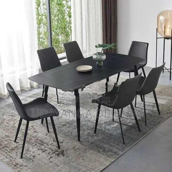 Luxury Granite Dining Table with Cushion Chairs