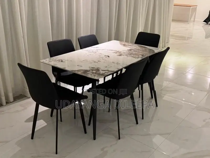 Luxury Granite Dining Table with Cushion Chairs