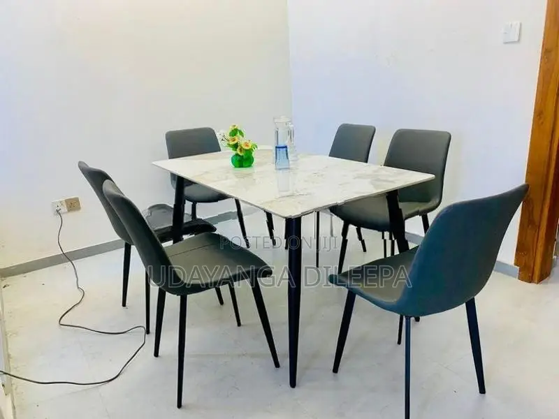 Luxury Granite Dining Table with Cushion Chairs