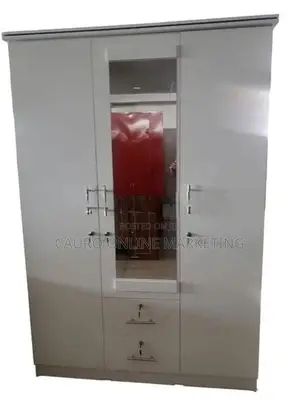 New Melamine White / Ash Colour 3 Door Cupboard Wardrobe
