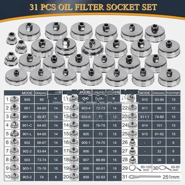 Road dawg oil filter cup set 31pcs