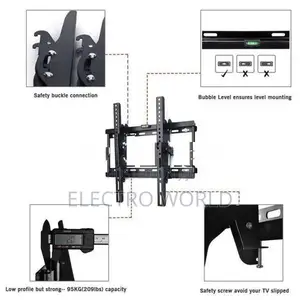 Tv 32"-65" Heavy Duty Tilt Up/Down Wall Mount Bracket