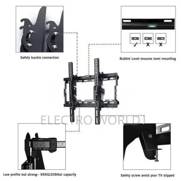 Tv 32"-65" Heavy Duty Tilt Up/Down Wall Mount Bracket