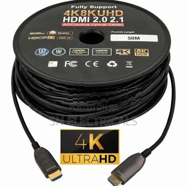 50m Active Fiber Optic HDMI Cable – Ultimate 2K 4K 8K 2.1