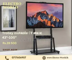 Trolley Movable Heavy Duty 43″-100″ TV & Smart Board Stand Bracket -18