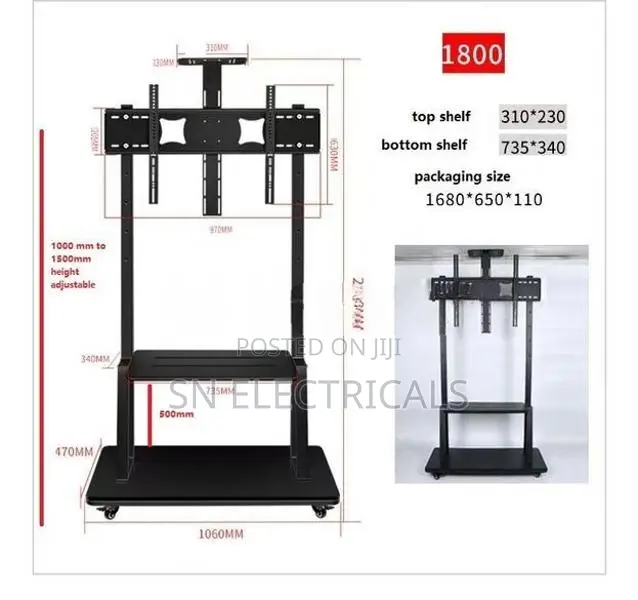 Trolley Movable Heavy Duty 43″-100″ TV & Smart Board Stand Bracket -18
