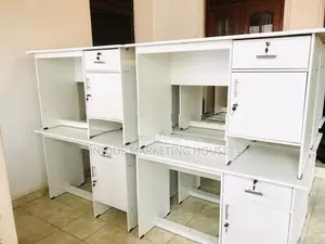 Modern 4x2 White Melamine Office Table with W/hole