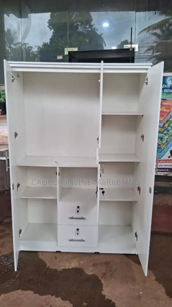 New Melamine 3 Door White Colour Cupboard 6*4 Wardrobe