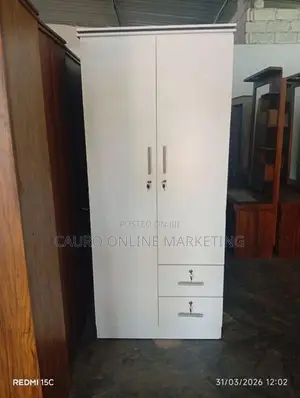 New Melamine 2 Door White Colour Cupboard Wardrobe
