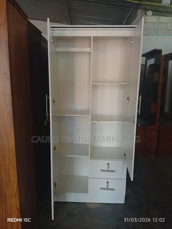 New Melamine 2 Door White Colour Cupboard Wardrobe