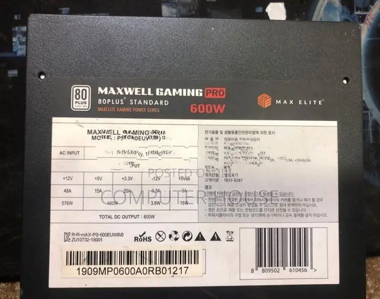 600w Gaming 80plus Supply