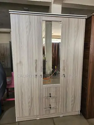 New Melamine 3 Door White / Ash Black Colour Cupboard Wardrobe