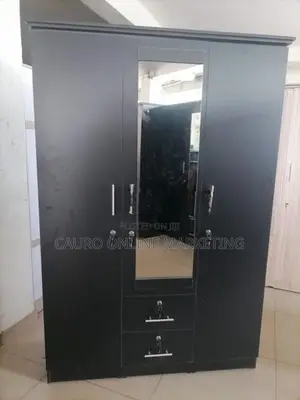 New Melamine 3 Door White / Ash Black Colour Cupboard Wardrobe