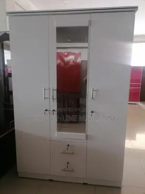 New Melamine White Colour 3 Door Wardrobe Mirror 6*4 Ft