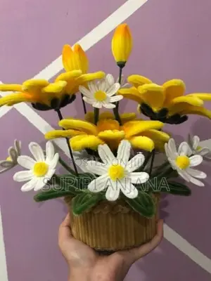 Handmade Pipe Cleaner Sunflower Pot
