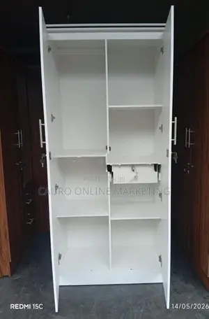 New Melamine 2 Door White / Ash Black Colour Cupboard