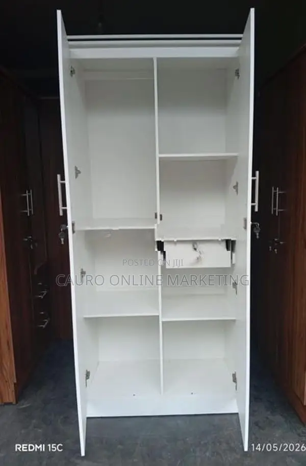 New Melamine 2 Door White / Ash Black Colour Cupboard